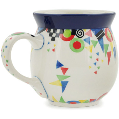 Polish Pottery Bubble Mug 16 oz Triangles, Circles And Squares UNIKAT