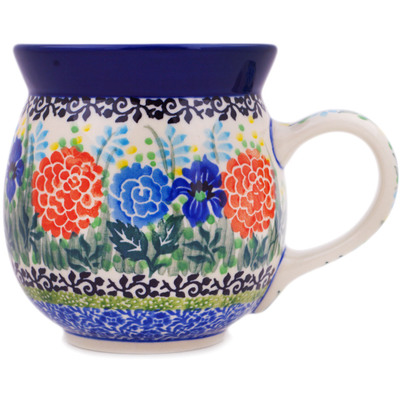 Polish Pottery Bubble Mug 16 oz Trio Of Beauty UNIKAT