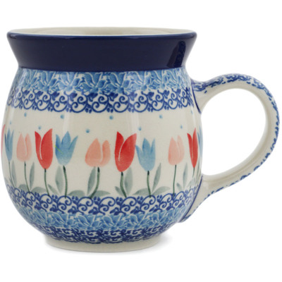 Polish Pottery Bubble Mug 16 oz Tulip Fever