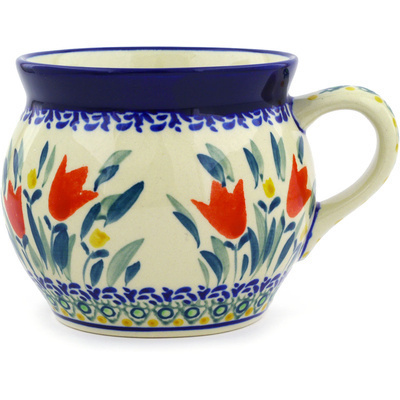 Polish Pottery Bubble Mug 16 oz Tulip Twins UNIKAT