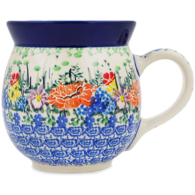 Polish Pottery Bubble Mug 16 oz Unique Garden UNIKAT