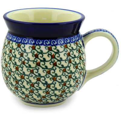 Polish Pottery Bubble Mug 16 oz Vineyard Tulips