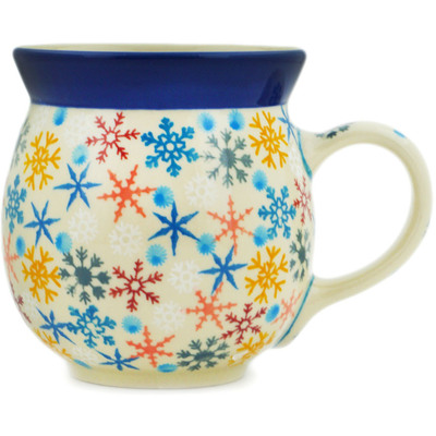 Polish Pottery Bubble Mug 16 oz Vintage Snow Fall UNIKAT