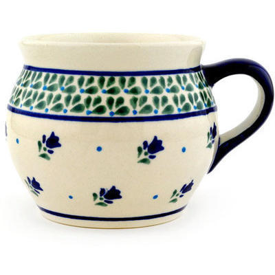 Polish Pottery Bubble Mug 16 oz Violet Tulips