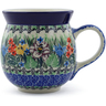 Polish Pottery Bubble Mug 16 oz White Lily Meadow UNIKAT