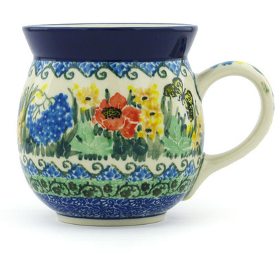 Polish Pottery Bubble Mug 16 oz Wildflower Cottage Garden UNIKAT