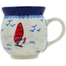 Polish Pottery Bubble Mug 16 oz Windsurfing UNIKAT
