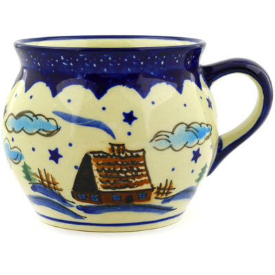 Polish Pottery Bubble Mug 16 oz Winter Chalet
