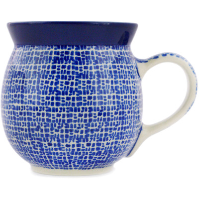 Polish Pottery Bubble Mug 16 oz Woven Blues