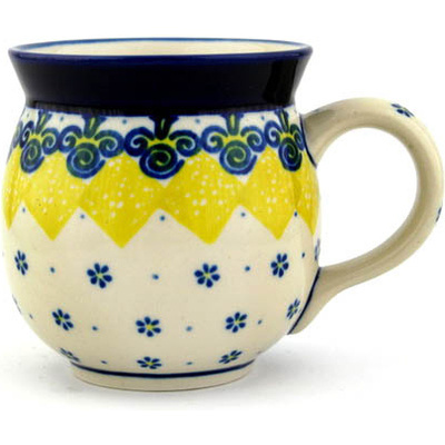 Polish Pottery Bubble Mug 16 oz Yellow Peaks