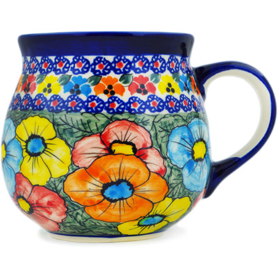 Polish Pottery Bubble Mug 17 oz Bright Flower Bundle UNIKAT