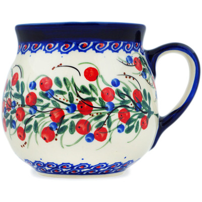 Polish Pottery Bubble Mug 17 oz Patriotic Blooms UNIKAT