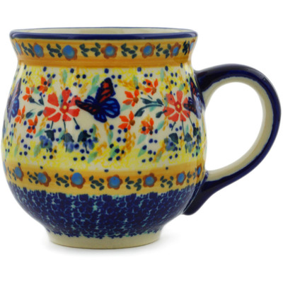 Polish Pottery Bubble Mug 19 oz Butterfly Summer Garden UNIKAT