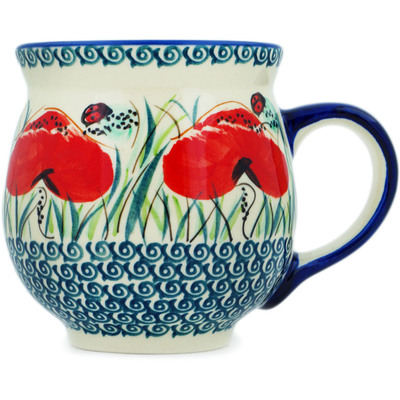 Polish Pottery Bubble Mug 19 oz Lucky Ladybugs UNIKAT