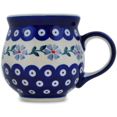 Polish Pottery Bubble Mug 19 oz Peacock Forget-me-not