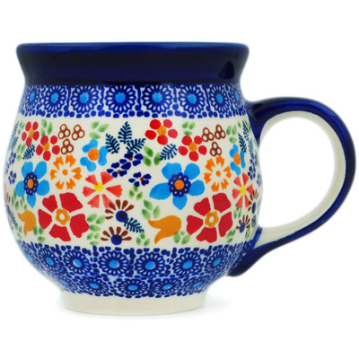 Polish Pottery Bubble Mug 19 oz Polish Spring UNIKAT