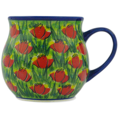 Polish Pottery Bubble Mug 19 oz Poppy Fever UNIKAT