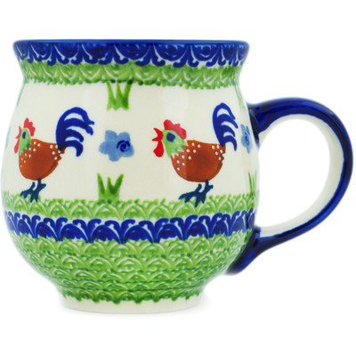 Polish Pottery Bubble Mug 19 oz Rooster Strut UNIKAT