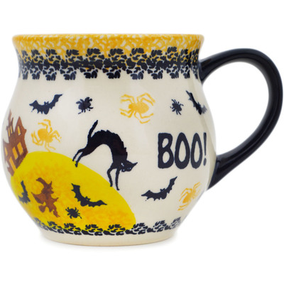 Polish Pottery Bubble Mug 19 oz Scary Boo UNIKAT