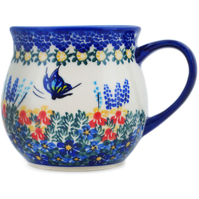 Polish Pottery Bubble Mug 20 oz Flutters In The Wind UNIKAT