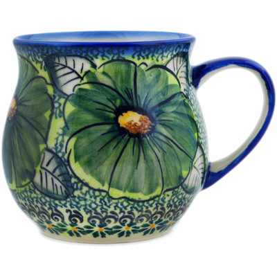 Polish Pottery Bubble Mug 20 oz Green Fantasy UNIKAT