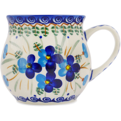 Polish Pottery Bubble Mug 21 oz Blue Pansy