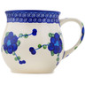 Polish Pottery Bubble Mug 21 oz Blue Poppies
