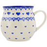 Polish Pottery Bubble Mug 21 oz Blue Valentine Hearts