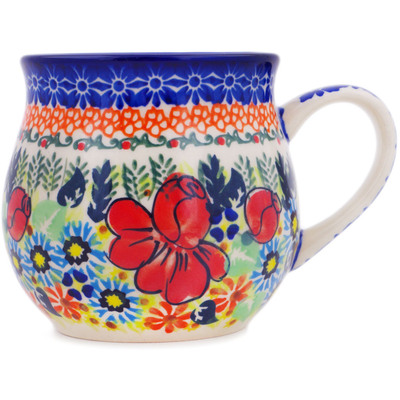 Polish Pottery Bubble Mug 21 oz Bold Poppies UNIKAT