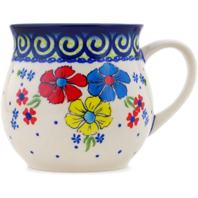 Polish Pottery Bubble Mug 21 oz Country Three UNIKAT