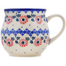 Polish Pottery Bubble Mug 21 oz Red Daisy Delight