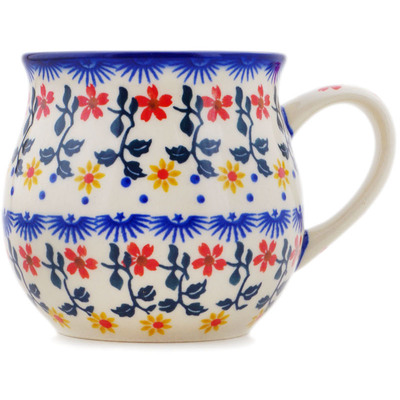 Polish Pottery Bubble Mug 21 oz Red Sunflower