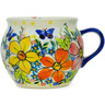 Polish Pottery Bubble Mug 25 oz Retro Garden UNIKAT