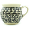 Polish Pottery Bubble Mug 7 oz Black Lace Vines