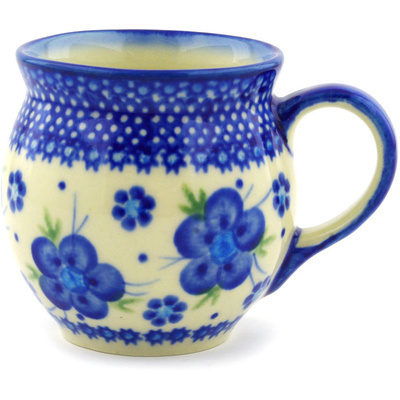 Polish Pottery Bubble Mug 7 oz Bleu-belle Fleur