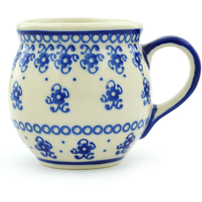 Polish Pottery Bubble Mug 7 oz Blue Pattern