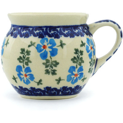 Polish Pottery Bubble Mug 7 oz Blue Summer