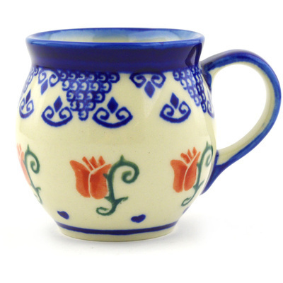 Polish Pottery Bubble Mug 7 oz Butterfly Tulips
