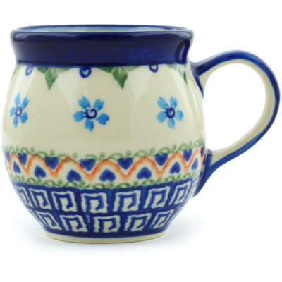 Polish Pottery Bubble Mug 7 oz Little Blue Flowers