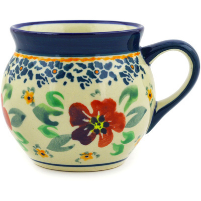 Polish Pottery Bubble Mug 7 oz Nightingale Flower