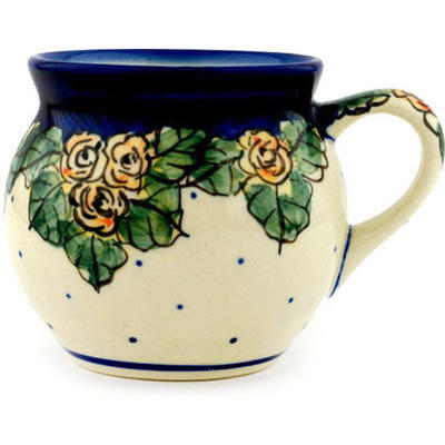 Polish Pottery Bubble Mug 7 oz Red Cabbage Roses