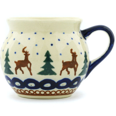 Polish Pottery Bubble Mug 7 oz Reindeer Pines