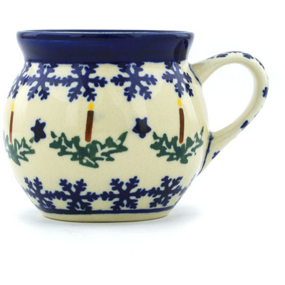 Polish Pottery Bubble Mug 7 oz Winter Candles