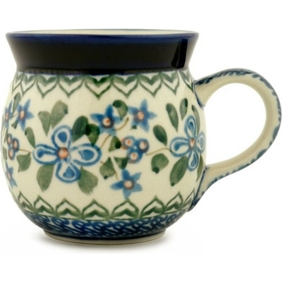 Polish Pottery Bubble Mug 8 oz Azure Blooms