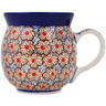 Polish Pottery Bubble Mug 8 oz Black Daisies UNIKAT