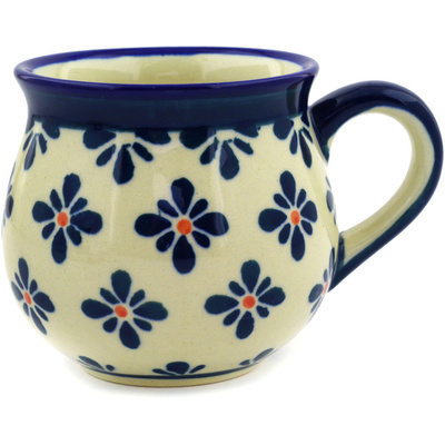 Polish Pottery Bubble Mug 8 oz Black Gangam Flower