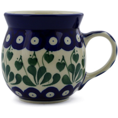 Polish Pottery Bubble Mug 8 oz Bleeding Heart Peacock