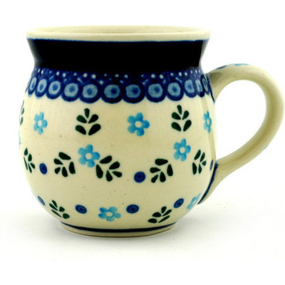 Polish Pottery Bubble Mug 8 oz Blue Alysum Patch