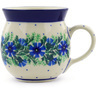 Polish Pottery Bubble Mug 8 oz Blue Bell Wreath