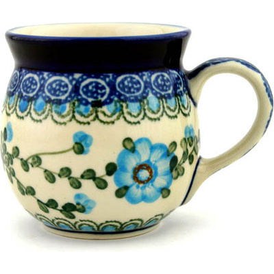 Polish Pottery Bubble Mug 8 oz Blue Buttercup